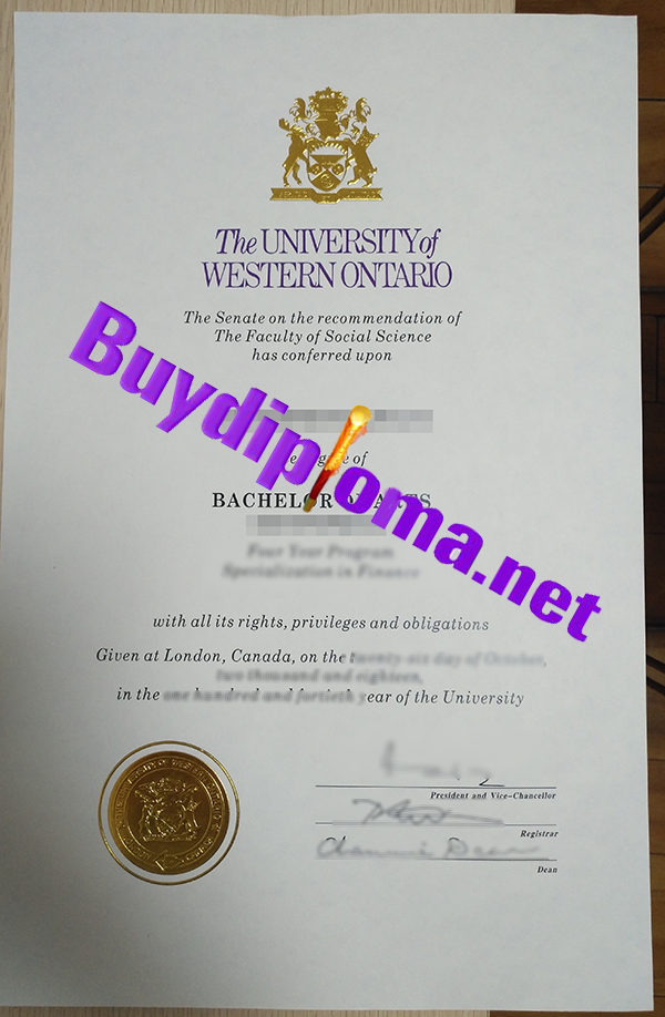 UWO degree certificate, buy fake University of Western Ontario diploma