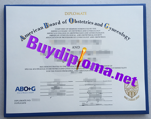 American Board of Obstetrics and Gynecology diploma