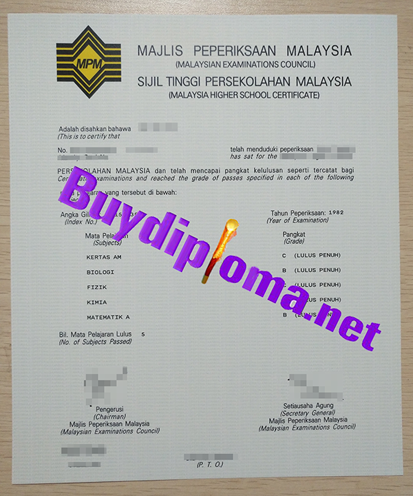 Majlis Peperiksaan Malaysia transcript