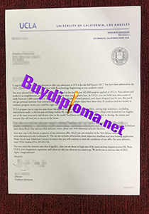 University of California Los Angeles admission letter