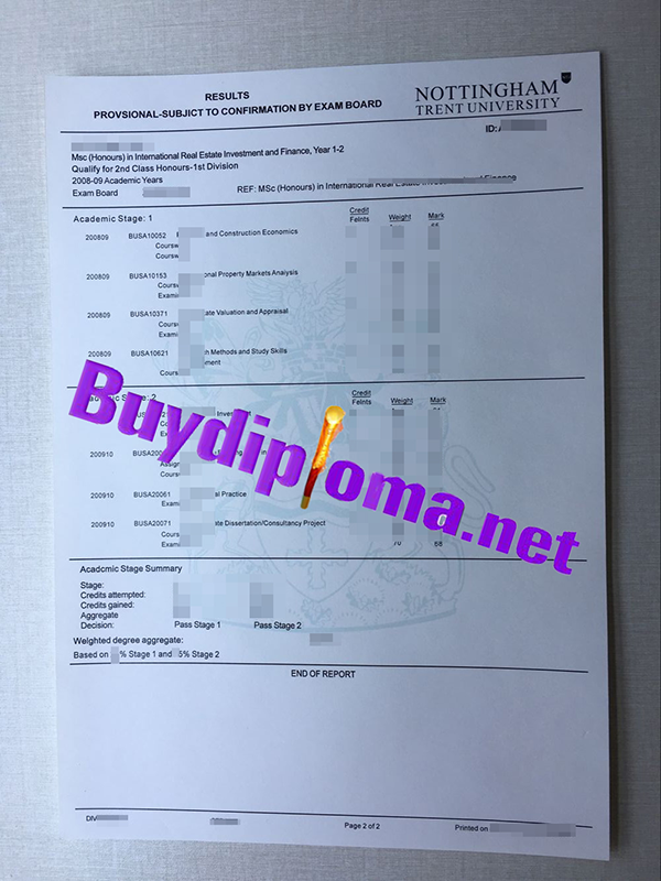 The Nottingham Trent University transcript
