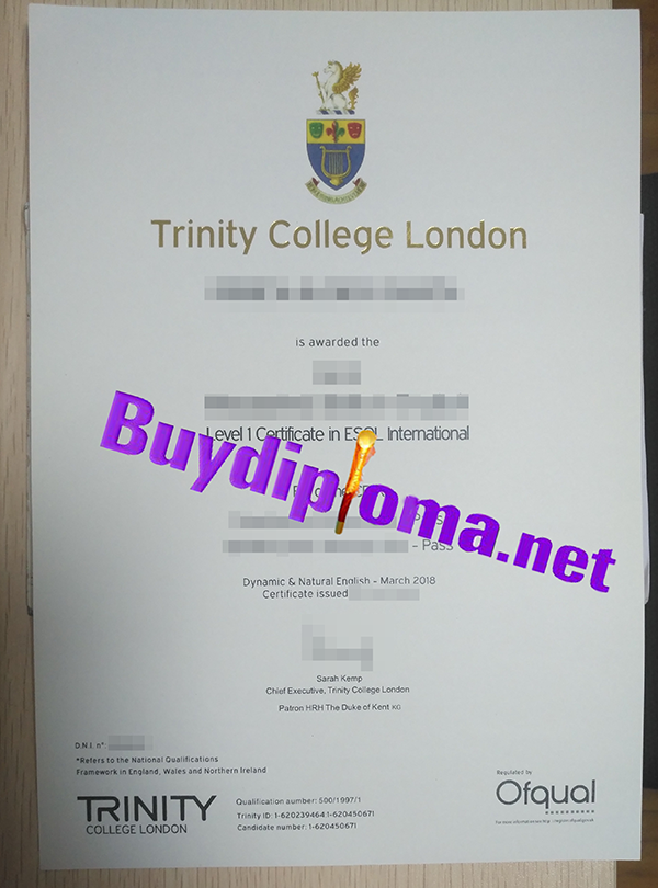 Trinity College London certificate