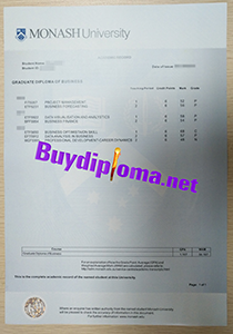 Monash University transcript