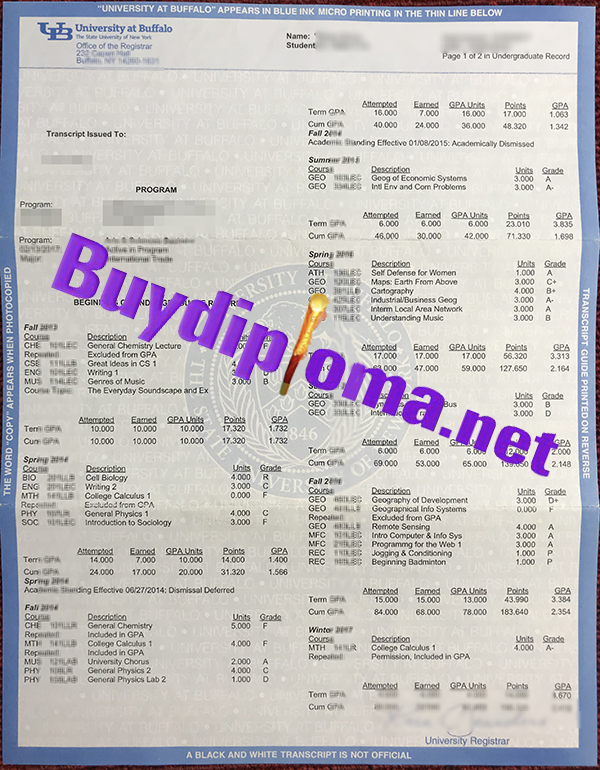 SUNY University at Bufallo transcript sample, buy fake SUNY University at Bufallo transcript, buy fake transcript