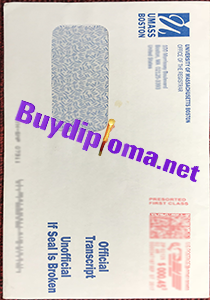UMASS Boston envelope, buy fake University transcript sealed envelope of Massachusetts Boston, buy fake diploma of UMASS Boston