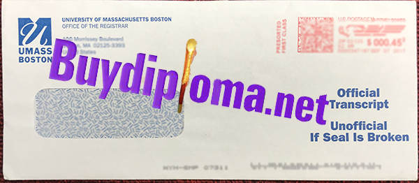 UMASS Boston envelope, buy fake University transcript sealed envelope of Massachusetts Boston, buy fake diploma of UMASS Boston